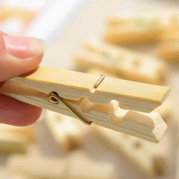 20 pieces of natural high-quality bamboo wood clips, windproof clips, large drying clips, clothes clips, socks clips, small bamboo clips