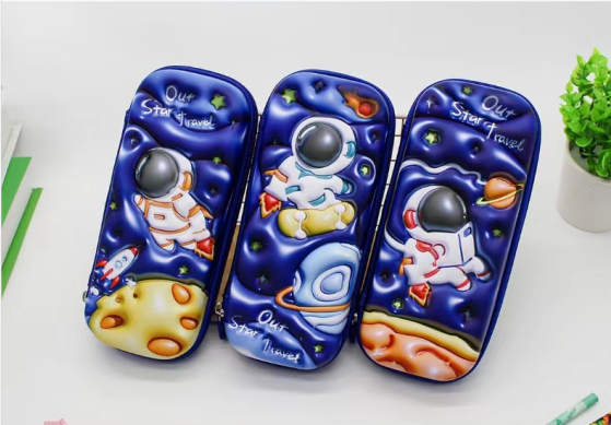 Space Themed 3D EVA Hard Shell Pencil Case - Astronaut Stationery Organizer with Zipper for Kids
