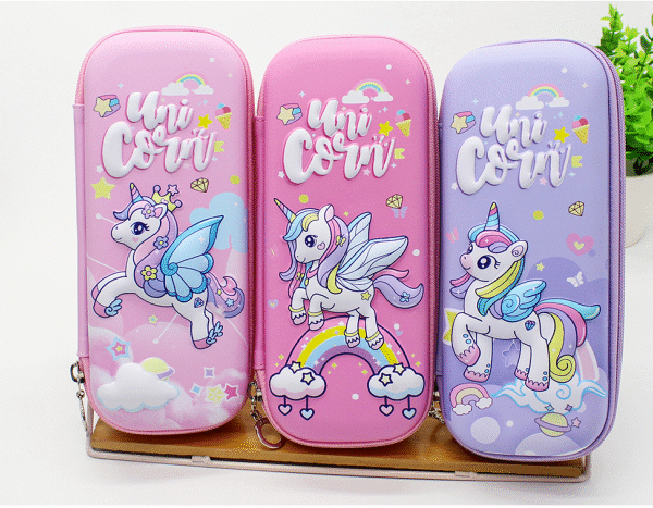Kawaii Unicorn 3D EVA Hard Shell Pencil Case - Cute Stationery Organizer with Zipper for Girls