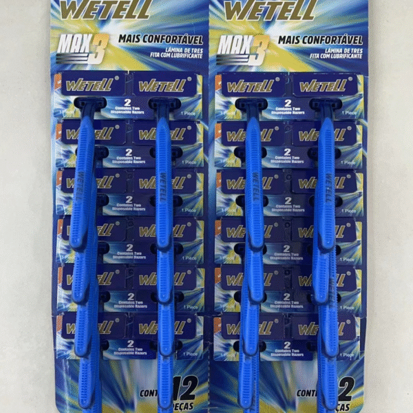 WETELL MAX 3 Disposable Razors - 24 Count Dispenser Pack - 3 Blade & Lubricating Strip for a More Comfortable Shave