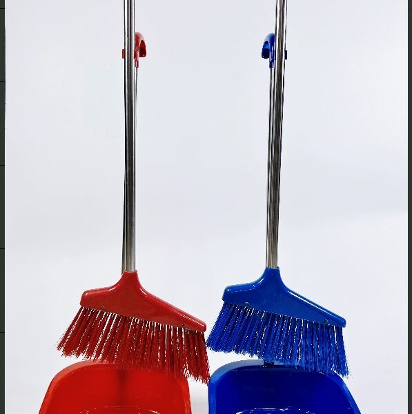 Upright Long Handle Broom and Dustpan Set | Durable Sweeping Combo with Space-Saving Storage for Home Use