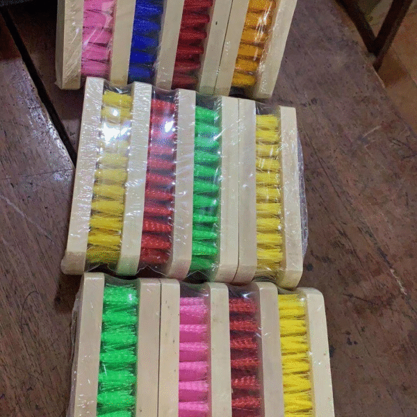 Bulk Pack Multi-Color Wooden Block Scrub Brushes for Laundry, Shoes, and Household Cleaning