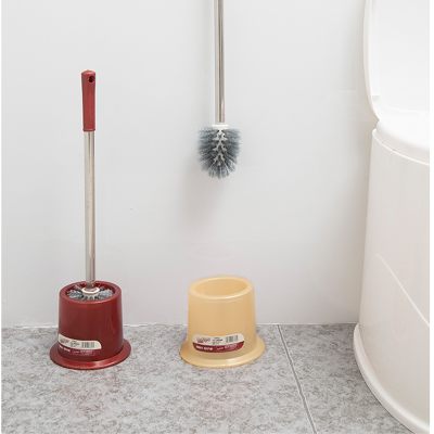 Heavy-Duty Bristle Toilet Brush and Holder Set – Durable Stainless Steel Handle with Discreet Plastic Caddy for Bathroom Cleaning